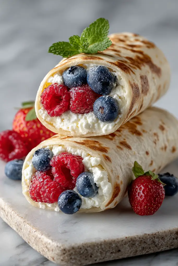 Cottage Cheese Wraps with Fresh Fruit