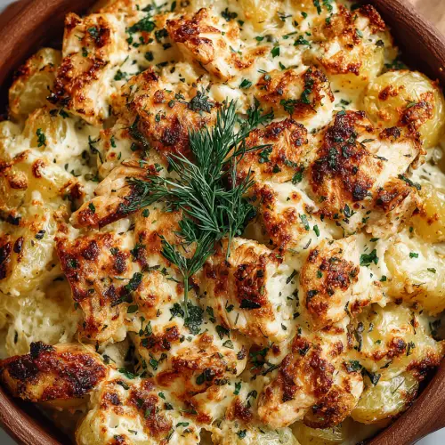 Creamy Garlic Cheesy Chicken Potatoes