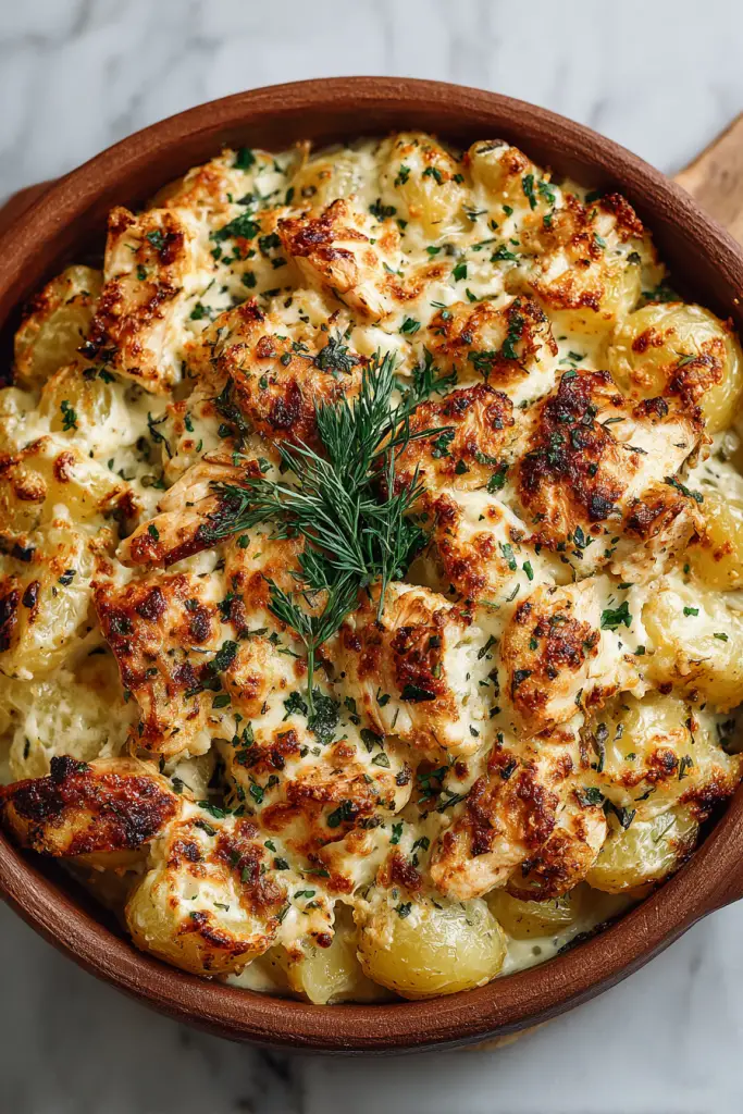 Creamy Garlic Cheesy Chicken Potatoes