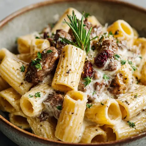Creamy Parmesan Beef Rigatoni