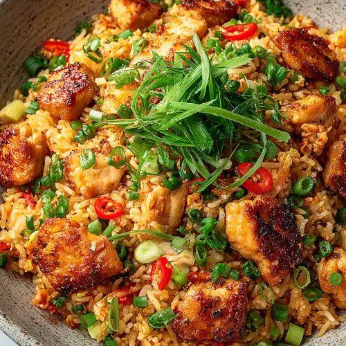 Crispy Garlic Chicken Fried Rice
