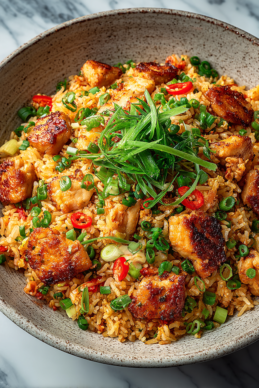 Crispy Garlic Chicken Fried Rice