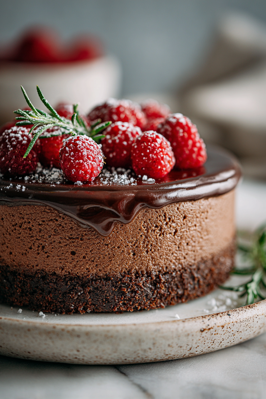 Dark Chocolate Raspberry Mousse Cake