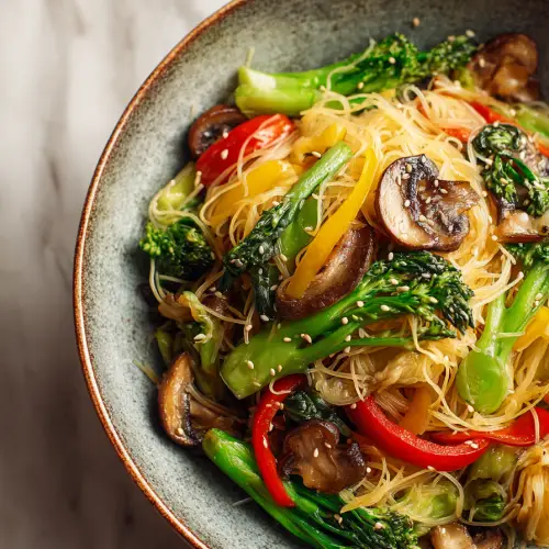 Delicious Asian Style Rice Noodle Stir Fry
