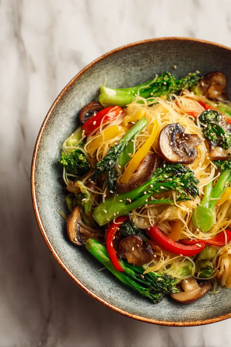 Delicious Asian Style Rice Noodle Stir Fry