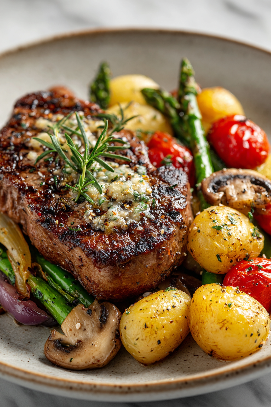 Garlic Butter Steak with Roasted Veggies