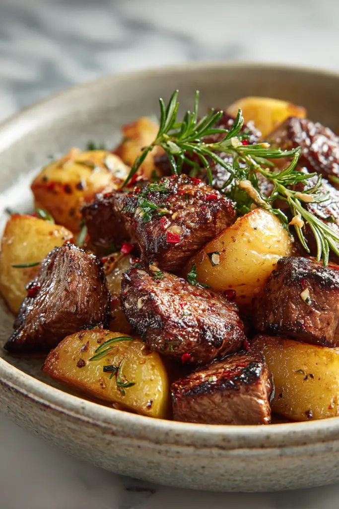 Garlic Steak Bites with Potatoes
