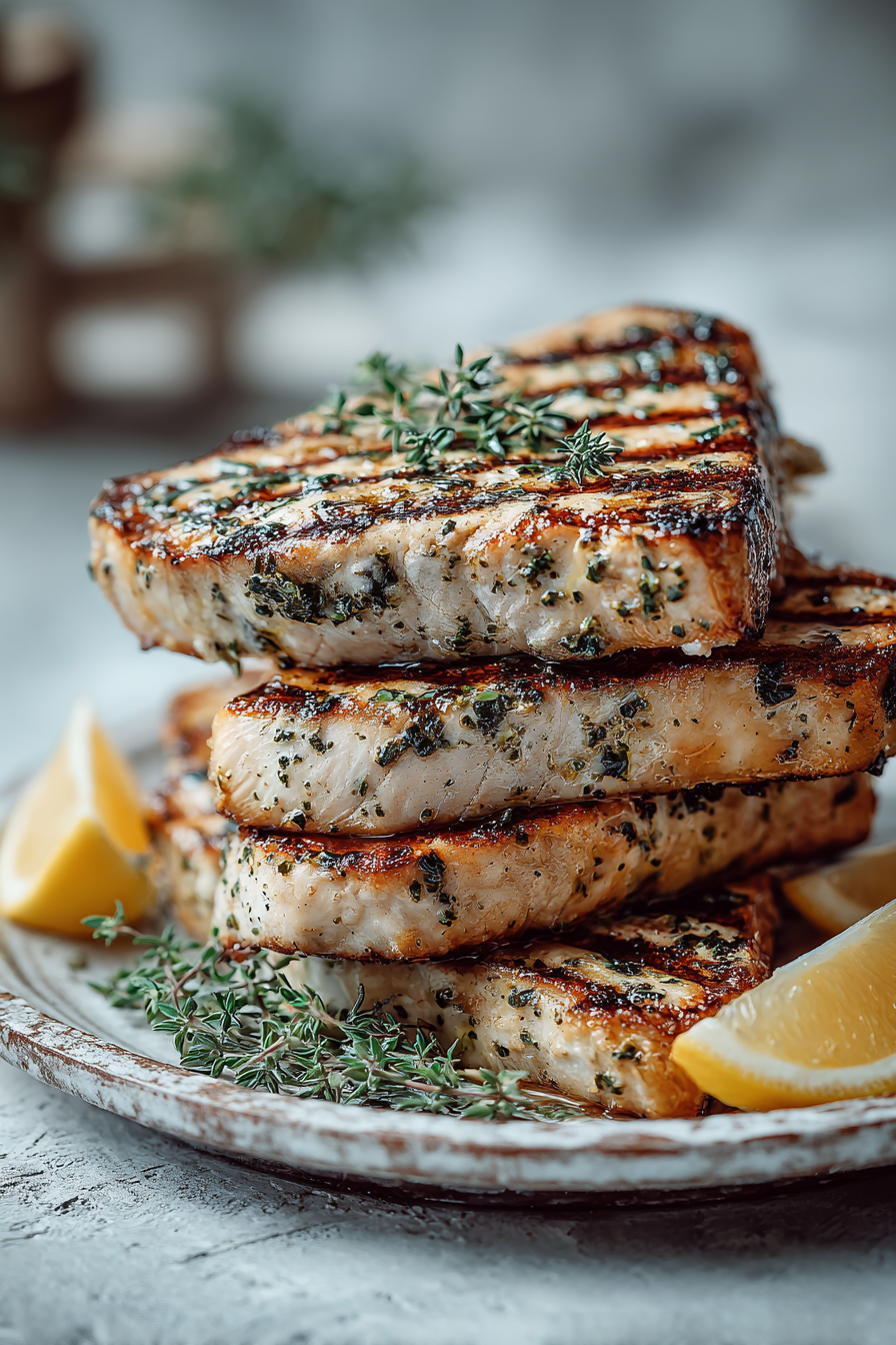 Grilled Swordfish Steaks with Lemon Marinade