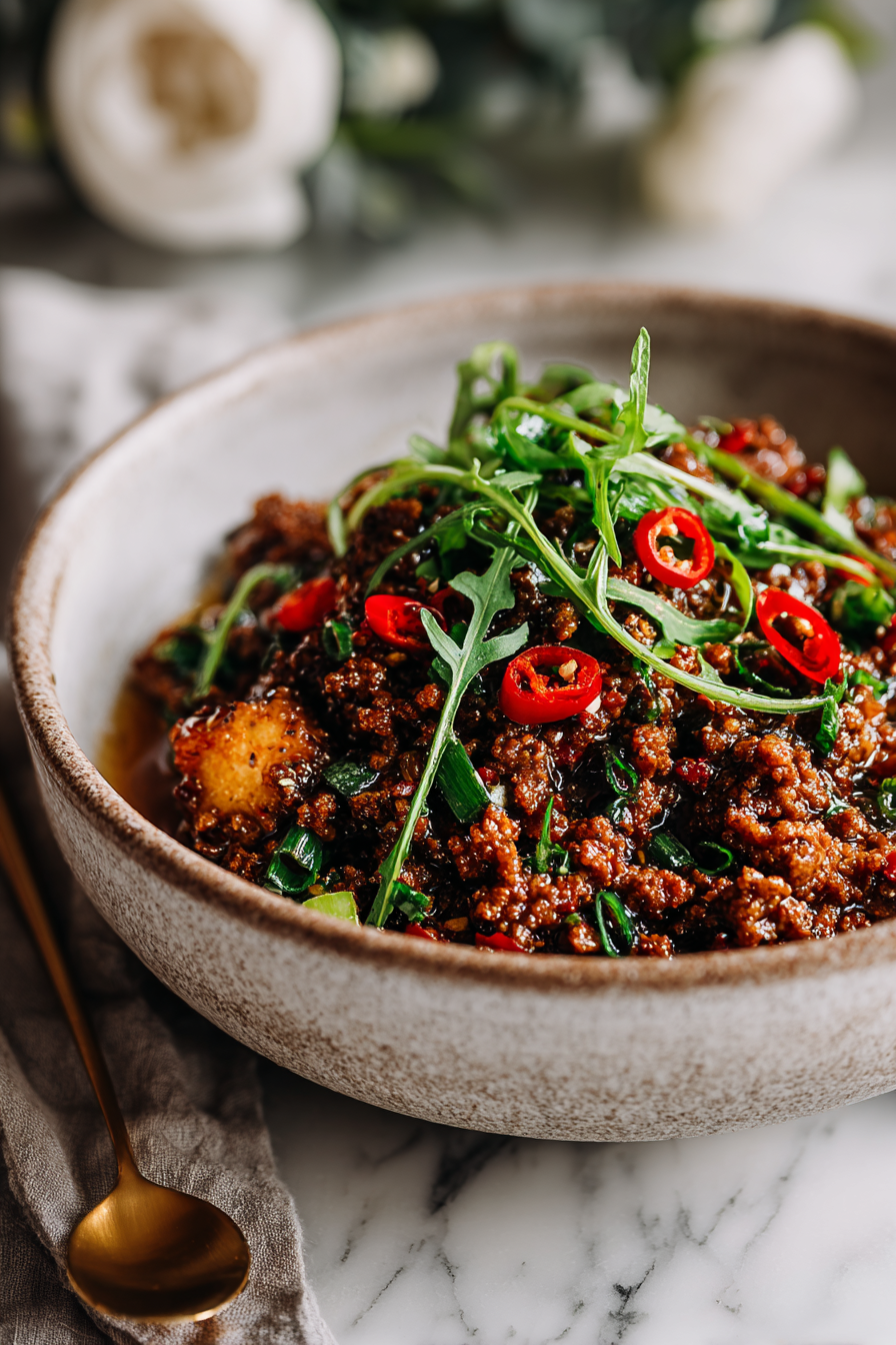Ground Beef Hot Honey Bowl