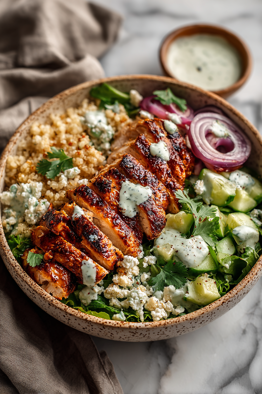 High Protein BBQ Ranch Chicken Bowls