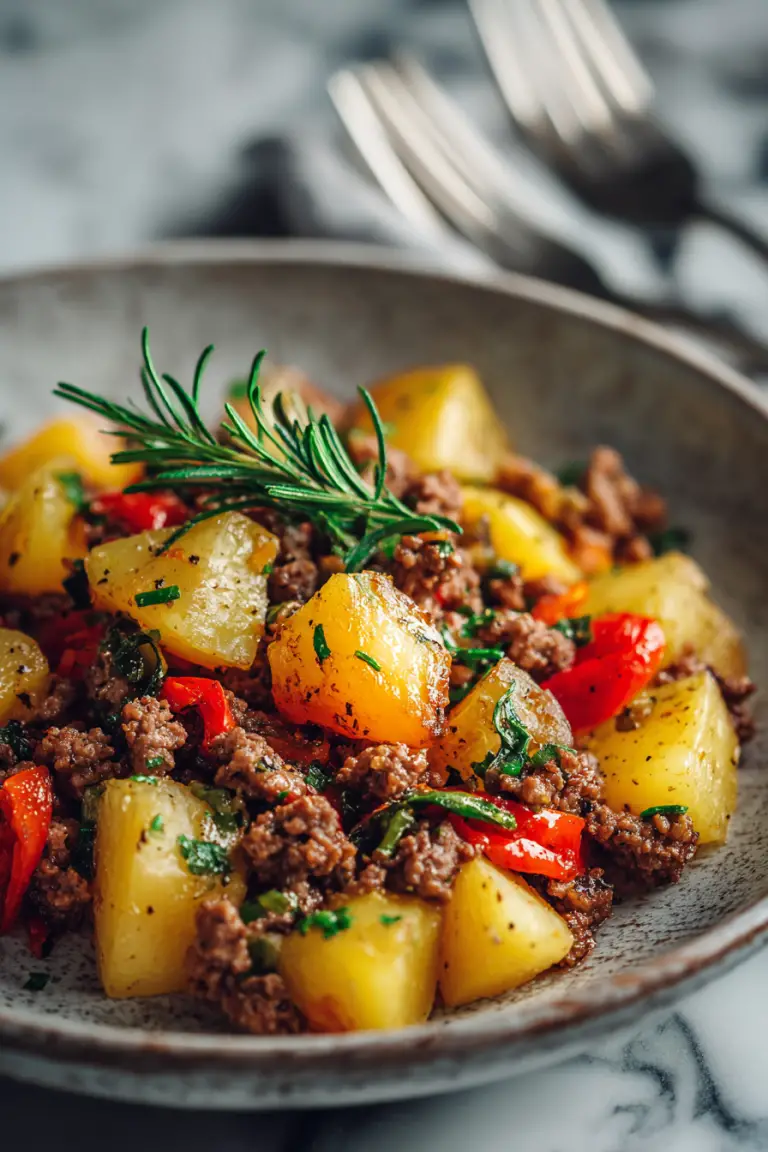 High Protein Ground Beef and Potatoes