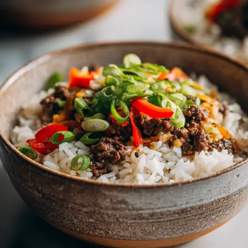 High Protein Philly Cheesesteak Rice Bowls