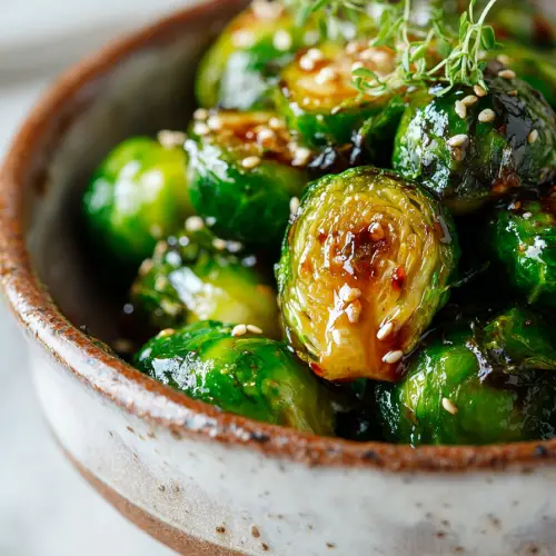 Honey Sriracha Glazed Brussels Sprouts
