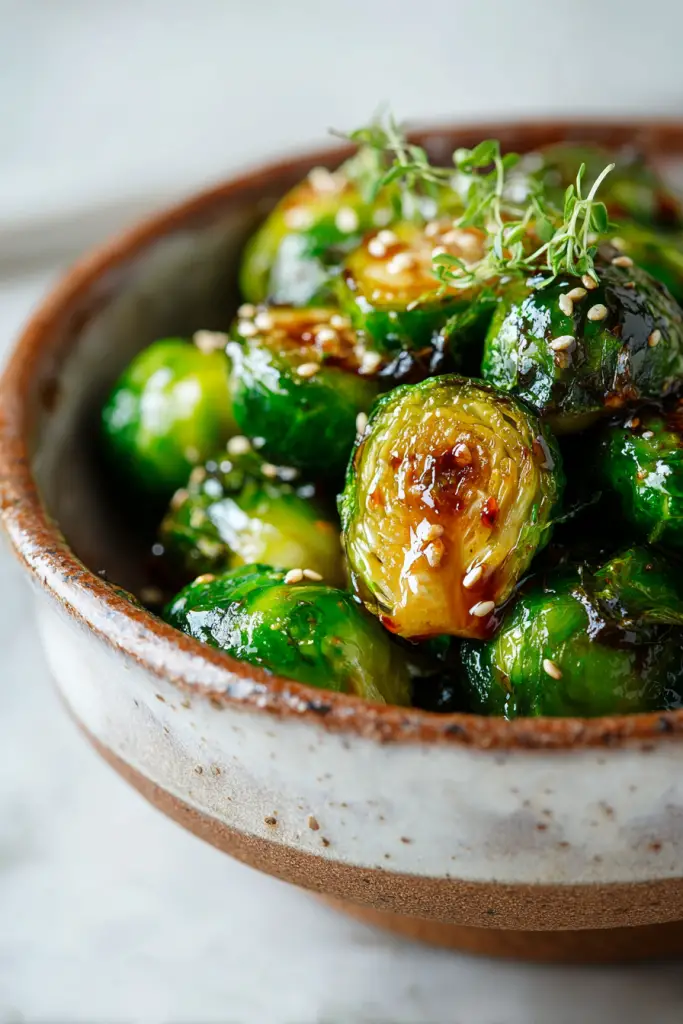 Honey Sriracha Glazed Brussels Sprouts