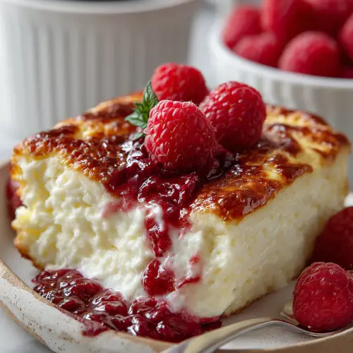 Lemon Raspberry Cottage Cheese Bake