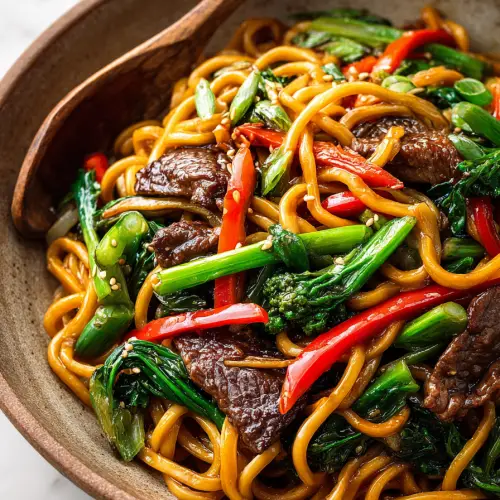 Mongolian Beef Noodle Stir Fry