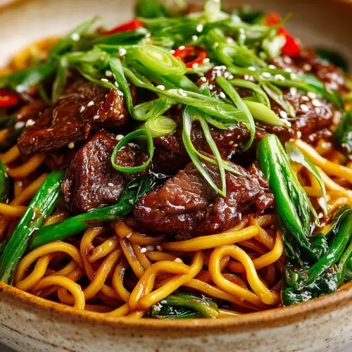 Mongolian Beef Stir Fry Noodles