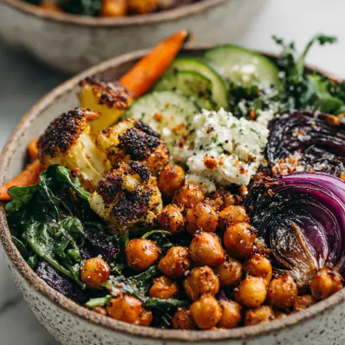 Roasted Veggie Chickpea Bowls