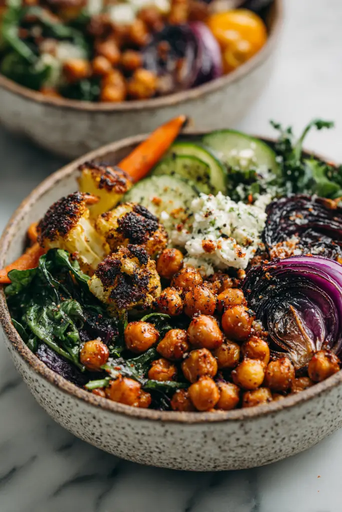 Roasted Veggie Chickpea Bowls