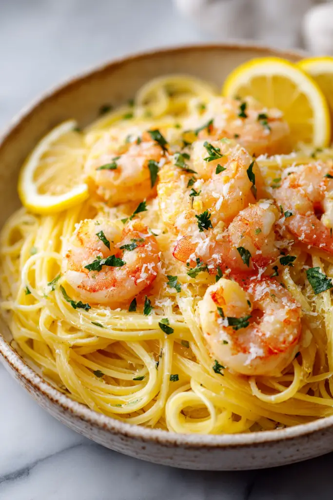 Shrimp Scampi Over Pasta