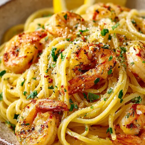 Shrimp Scampi Over Pasta