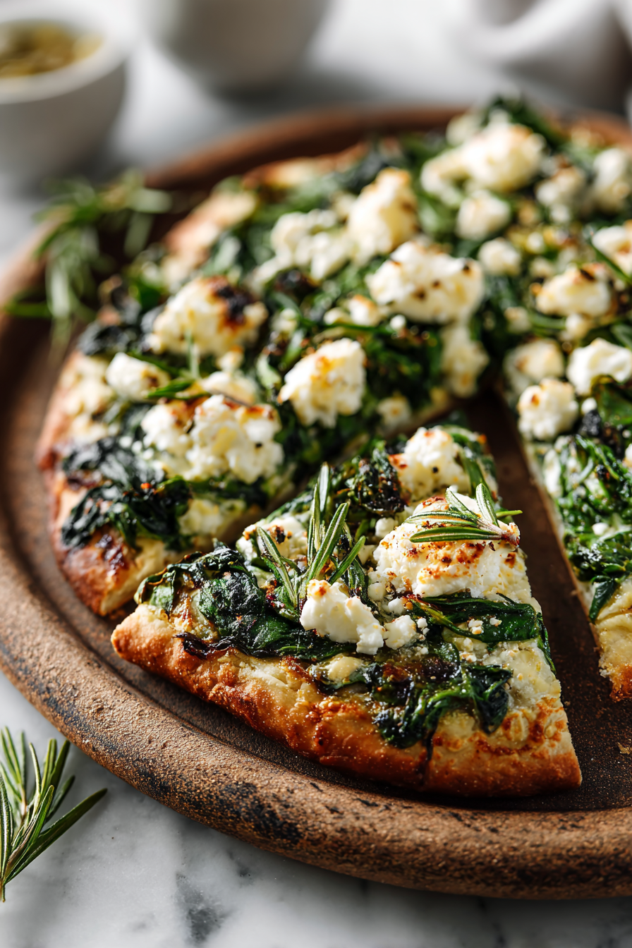 Spinach and Feta Flatbread Pizza