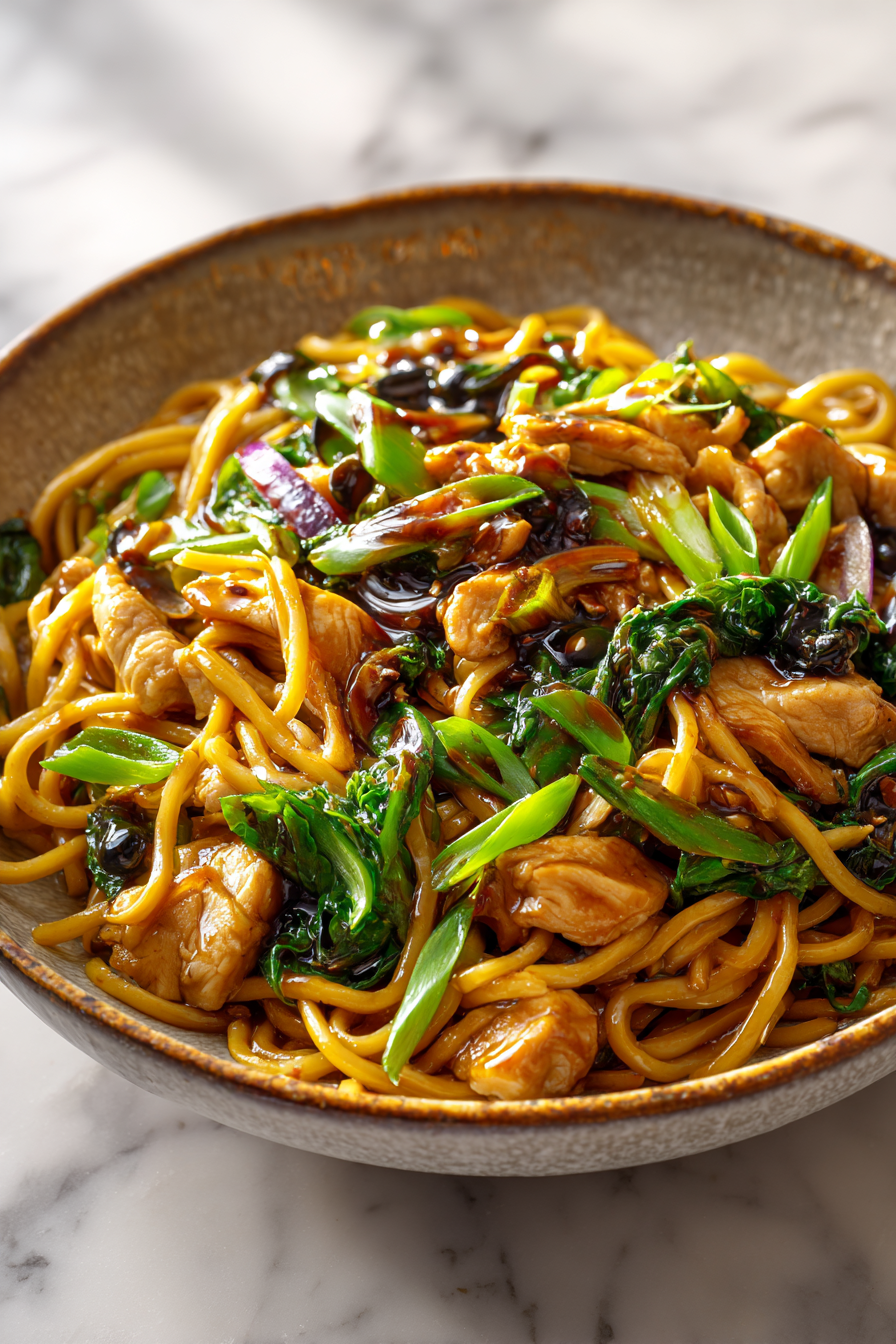 Sticky Garlic Chicken Noodle Stir Fry