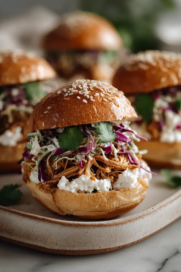 Sweet Summer Pulled Chicken Sandwiches