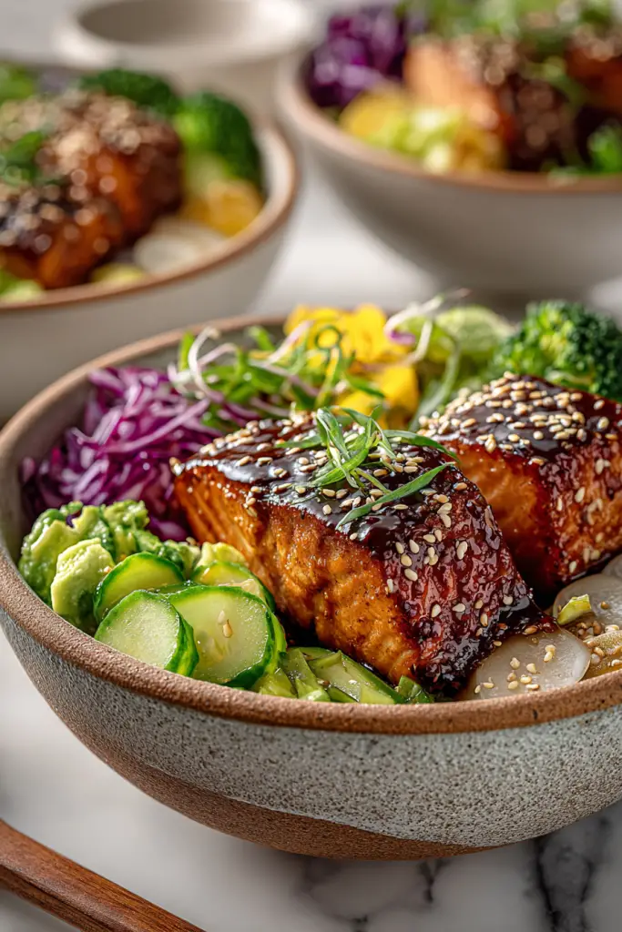 Teriyaki Glazed Salmon Bowls