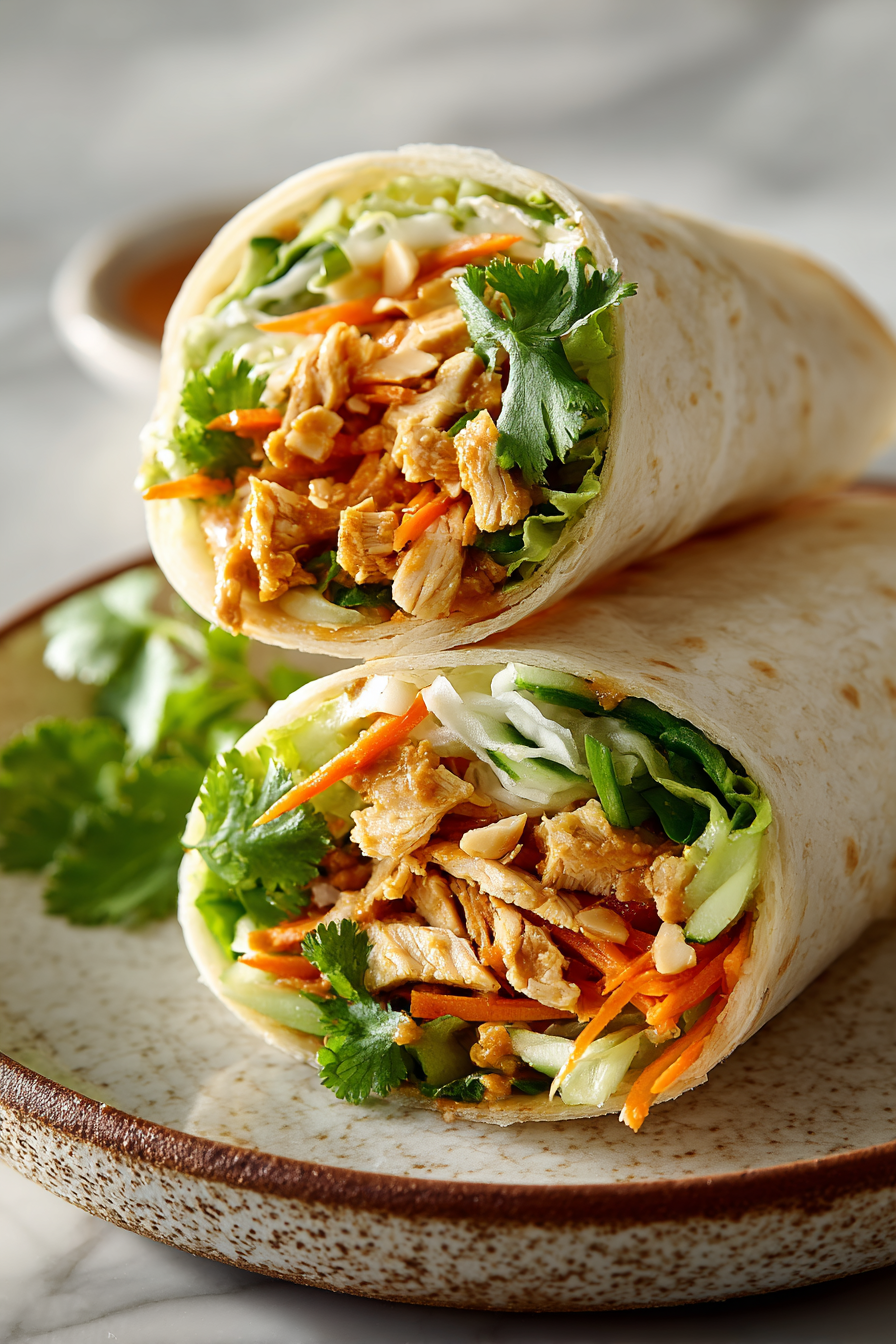 Thai Peanut Chicken Wraps